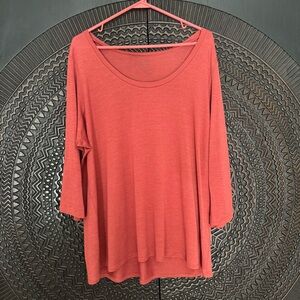 Eileen Fisher Silk Cotton Jersey Top 2X Scoop Neck 3/4 Sleeve Minimalist Capsule